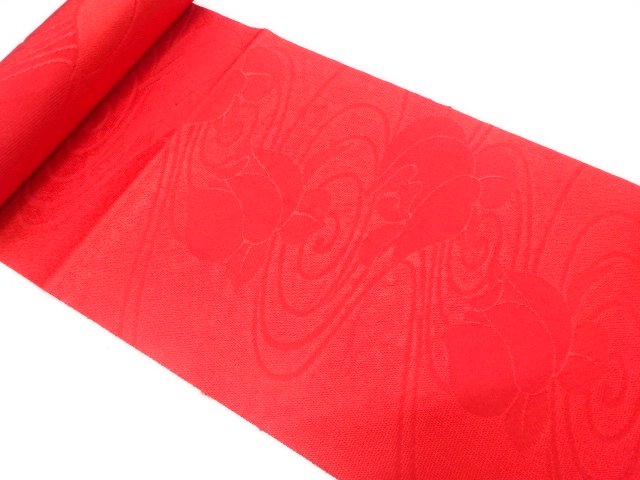 JAPANESE KIMONO / ANTIQUE BOLT FOR HASSUN OBI / WOVEN STREAM & FLOWER